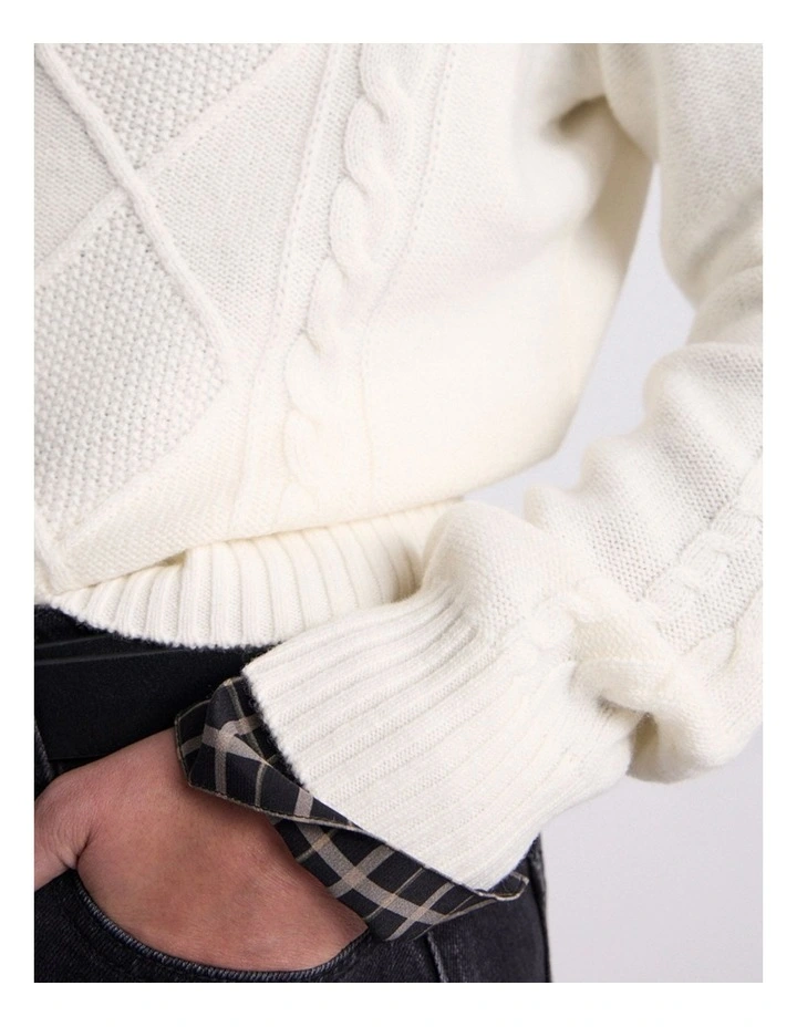 Natalie Cable Knit Cardigan in Ivory image 3