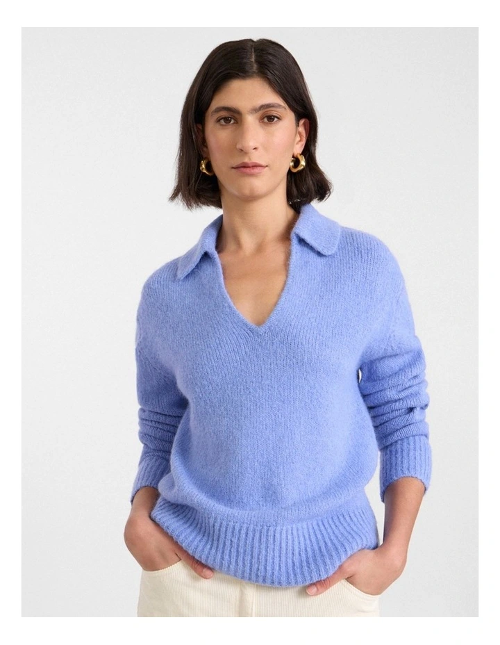 Alessa Polo Knit in Periwinkle image 1