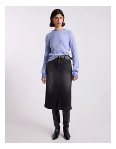 Magnus Cable Knit in Periwinkle Melange
