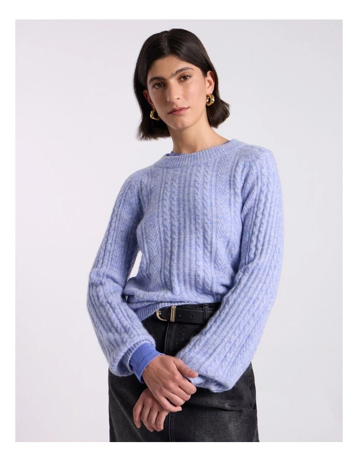 Magnus Cable Knit in Periwinkle Melange image 2