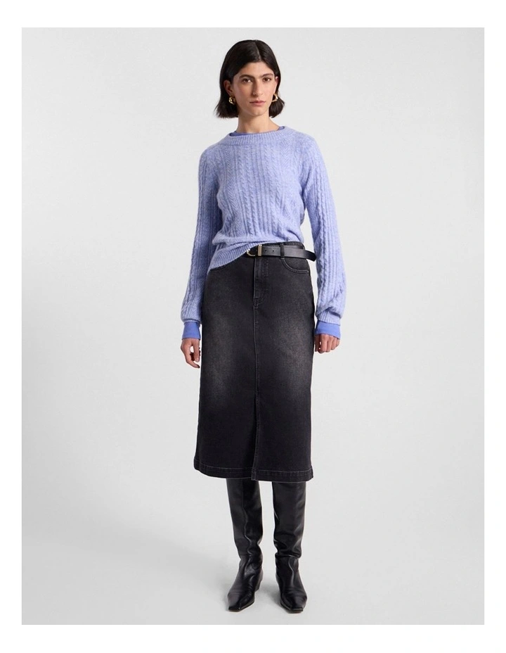 Magnus Cable Knit in Periwinkle Melange image 2