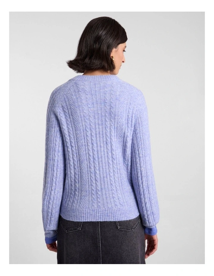 Magnus Cable Knit in Periwinkle Melange image 3