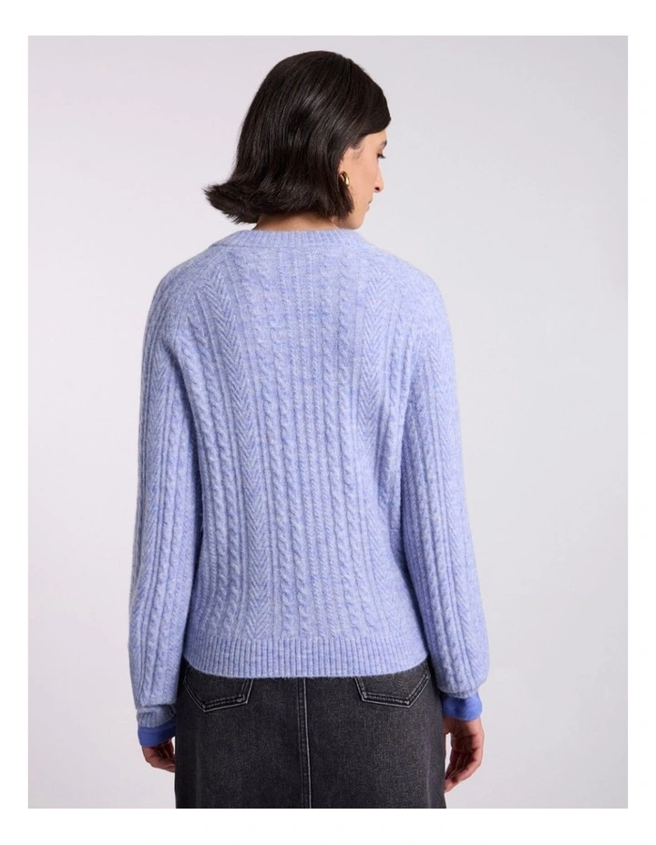 Magnus Cable Knit in Periwinkle Melange image 4
