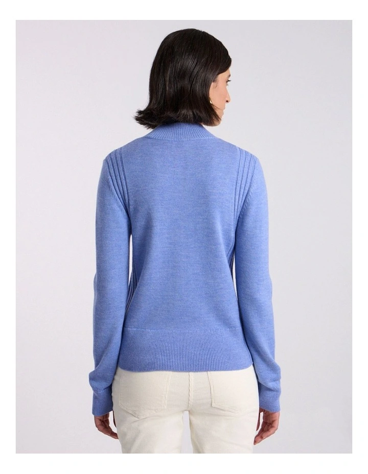 Zip Thru Merino Cardi in Periwinkle Melange image 5