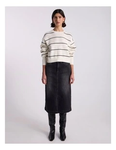 Nova Crop Merino Knit in Black Stripe