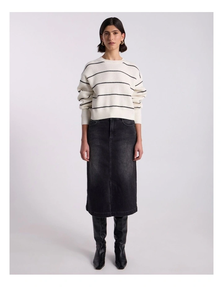 Nova Crop Merino Knit in Black Stripe image 1