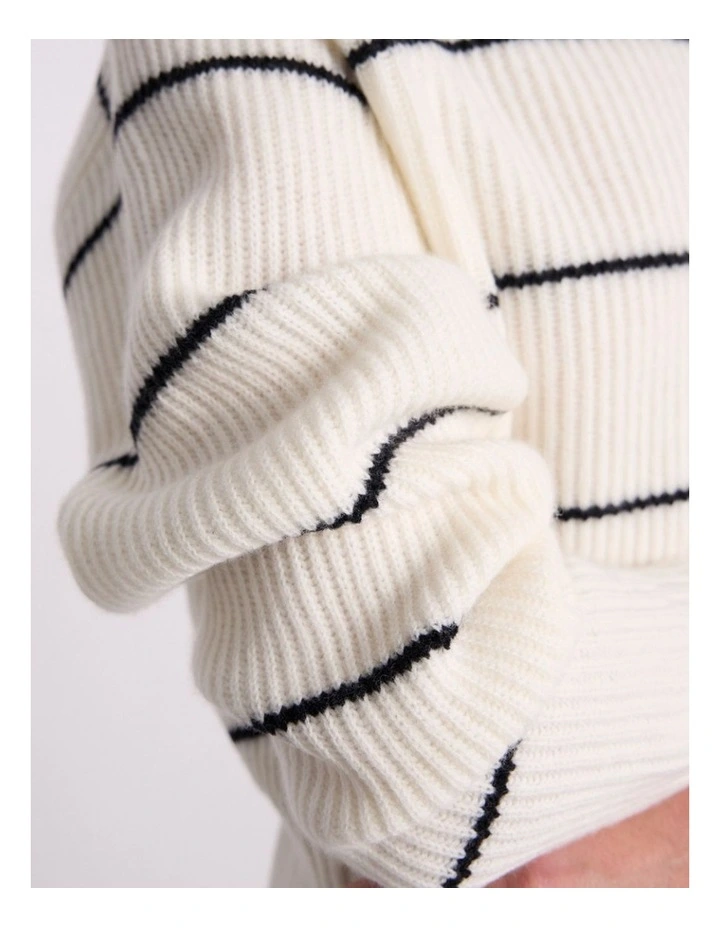 Nova Crop Merino Knit in Black Stripe image 3