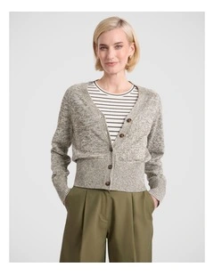 Myla Linen Blend Cardigan in Fern Melange