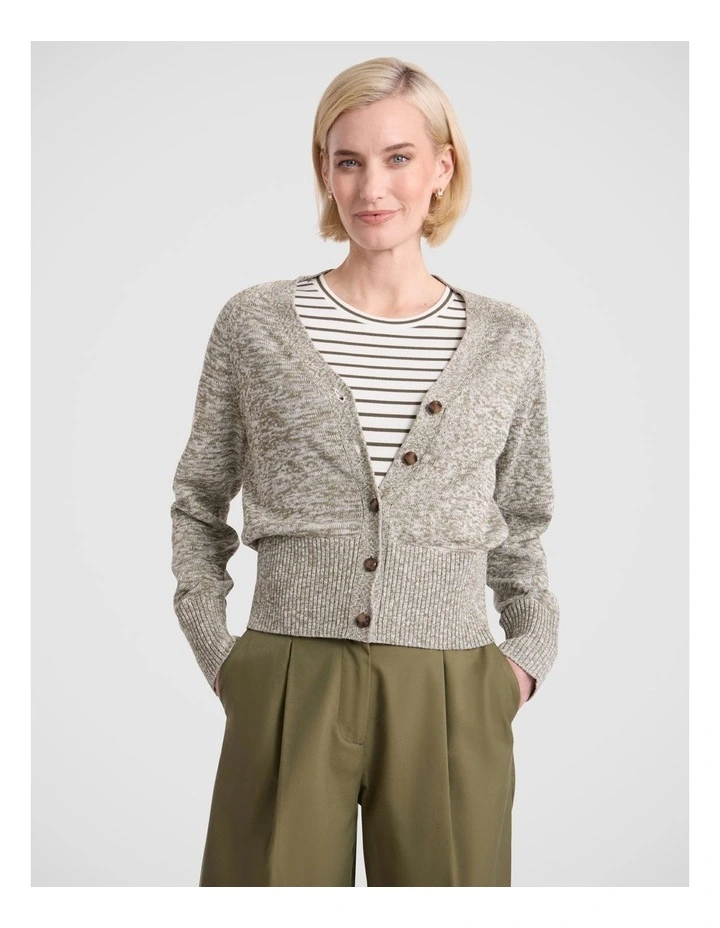 Myla Linen Blend Cardigan in Fern Melange image 2