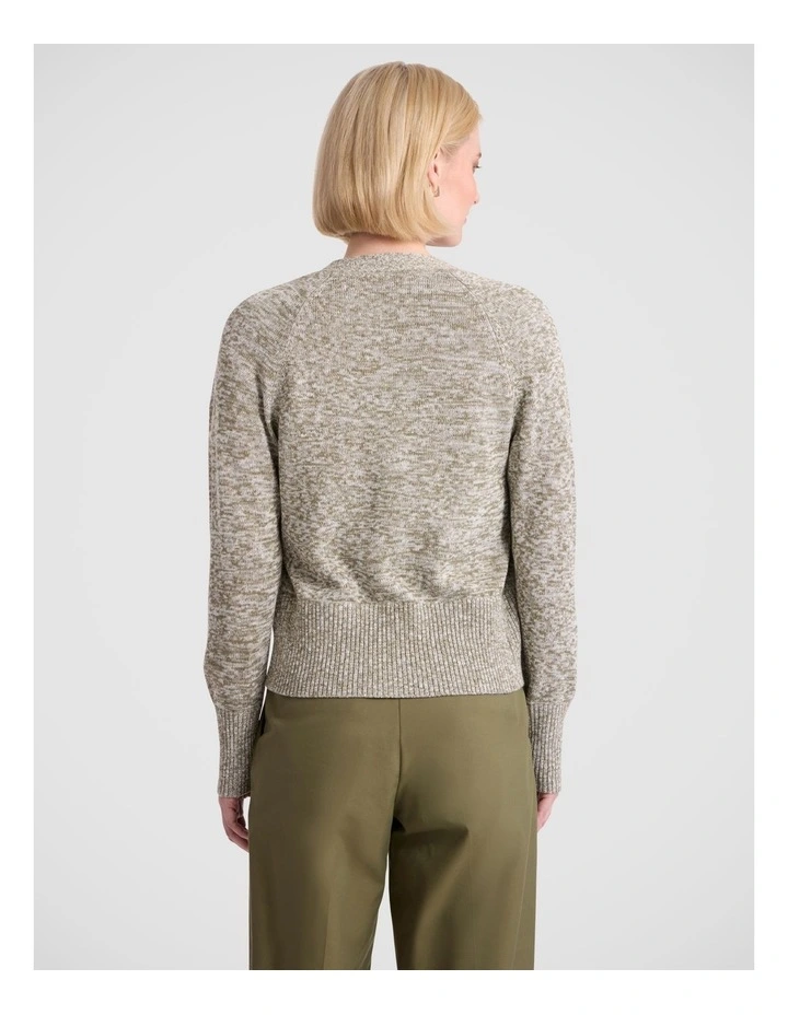 Myla Linen Blend Cardigan in Fern Melange image 5