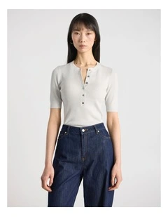 Maryna Knit Top in Silver Sparkle