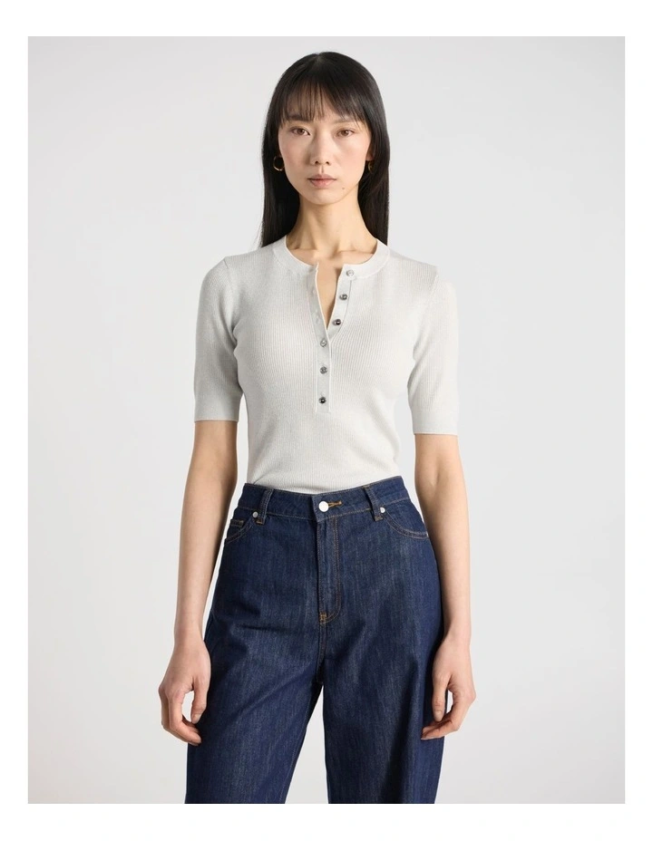 Maryna Knit Top in Silver Sparkle image 1