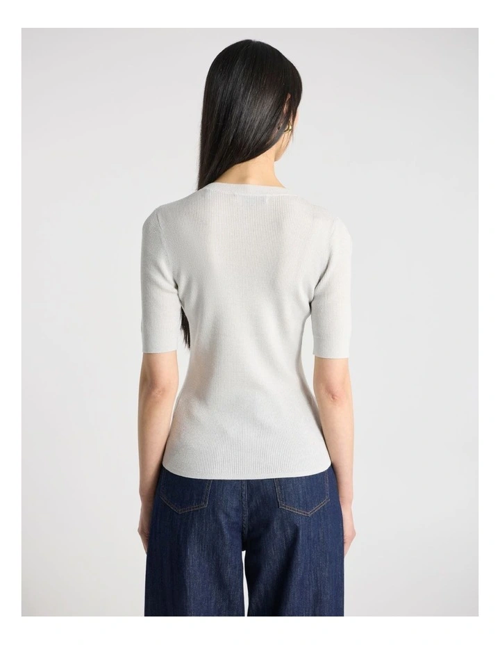 Maryna Knit Top in Silver Sparkle image 3