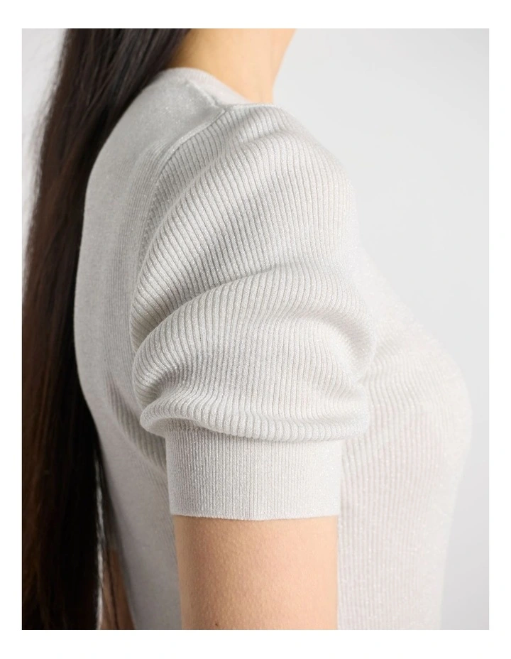 Maryna Knit Top in Silver Sparkle image 5