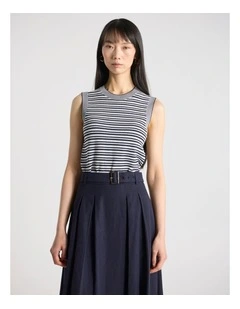 Mavis Knit Tank in Navy Stripe