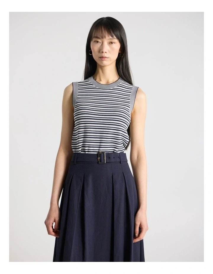 Mavis Knit Tank in Navy Stripe image 1