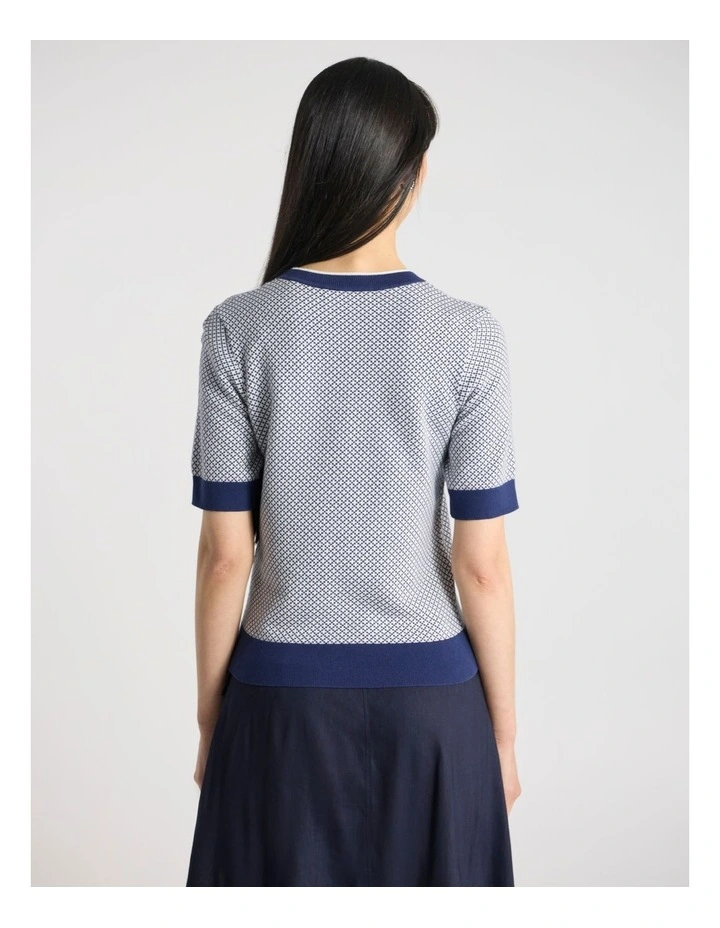 Murphy Cotton Knit Tee in Blue Multi image 3