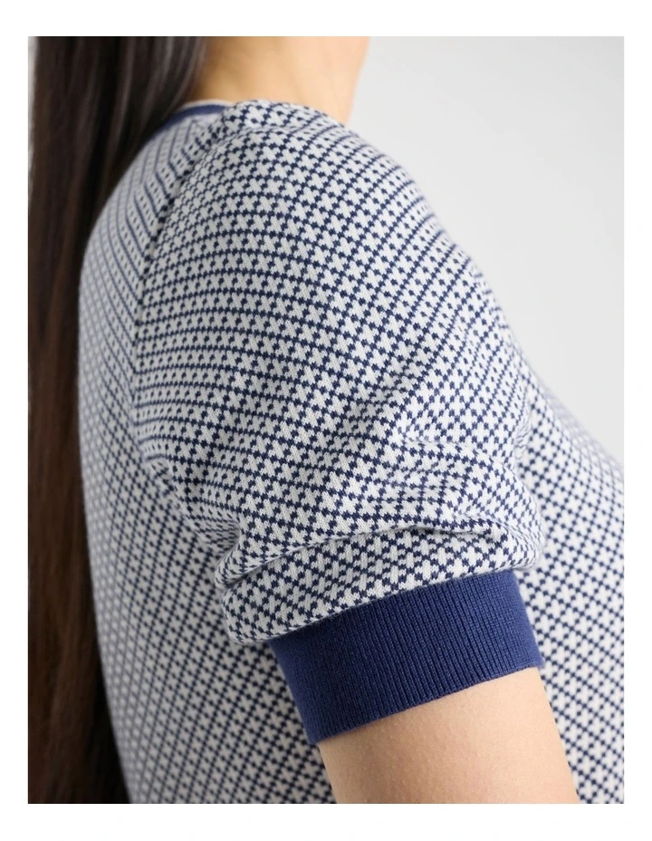 Murphy Cotton Knit Tee in Blue Multi image 4