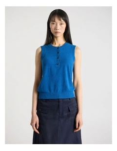 Brae Cotton Blend Knit Top in Aegean Blue