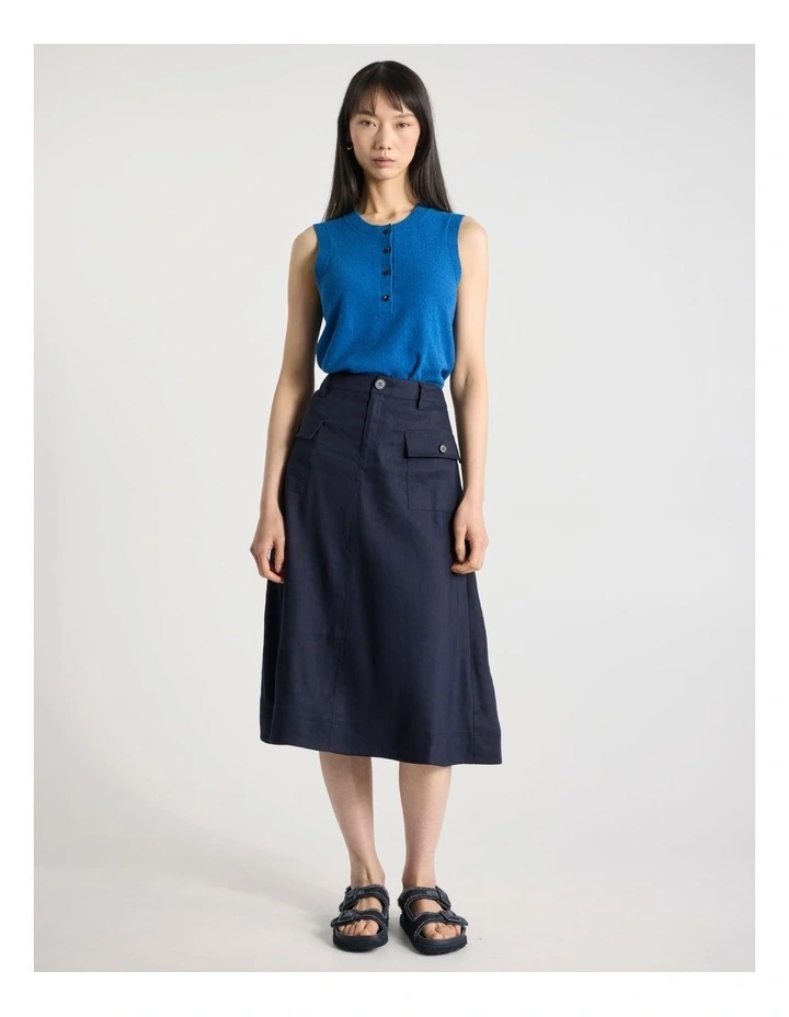 Brae Cotton Blend Knit Top in Aegean Blue image 2