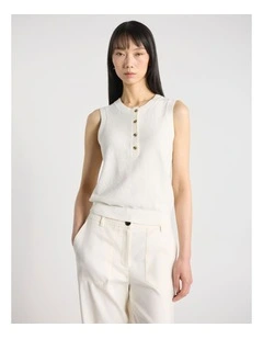 Brae Cotton Blend Knit Top in Ivory