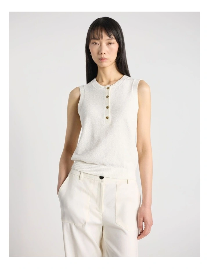 Brae Cotton Blend Knit Top in Ivory image 1