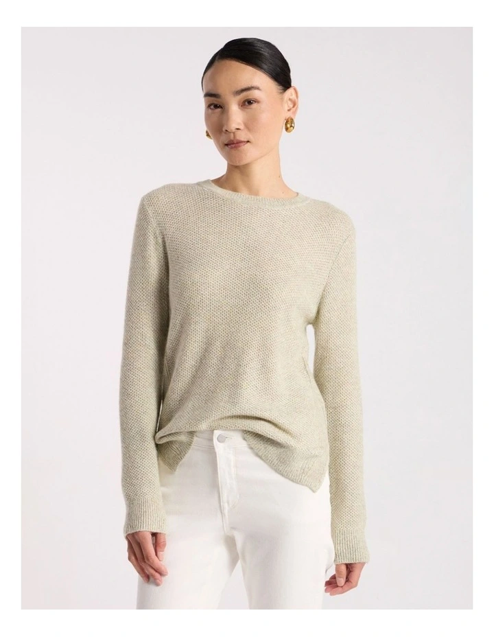 Moss Stitch Knit in Mojito Green Melange image 2
