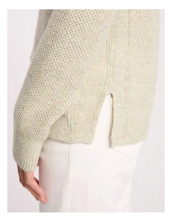 Moss Stitch Knit in Mojito Green Melange image 3