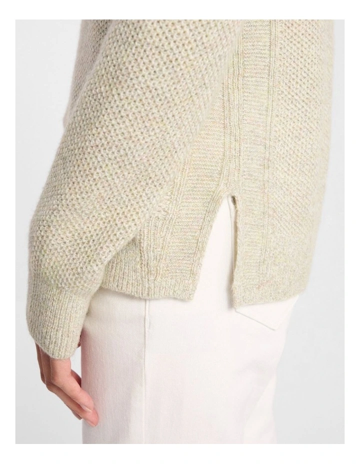 Moss Stitch Knit in Mojito Green Melange image 4