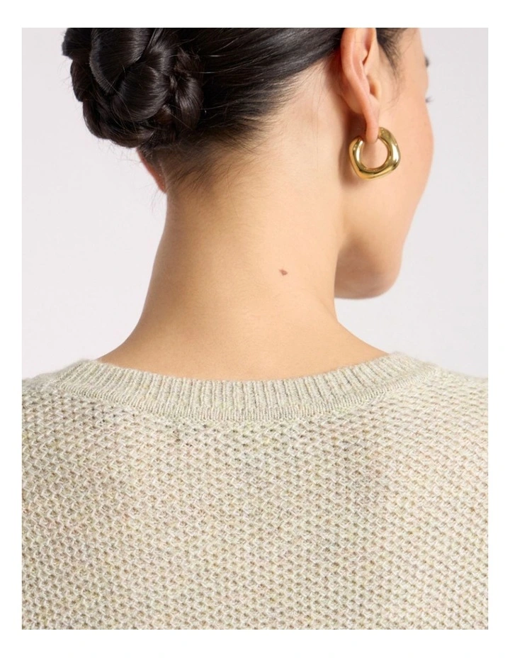 Moss Stitch Knit in Mojito Green Melange image 4
