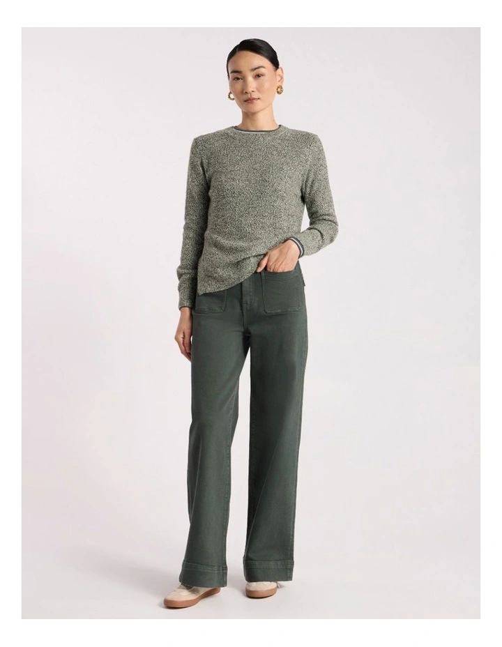 Moss Stitch Knit in Nori Green Melange image 1