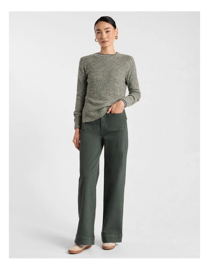Moss Stitch Knit in Nori Green Melange image 2