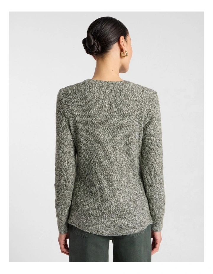 Moss Stitch Knit in Nori Green Melange image 3