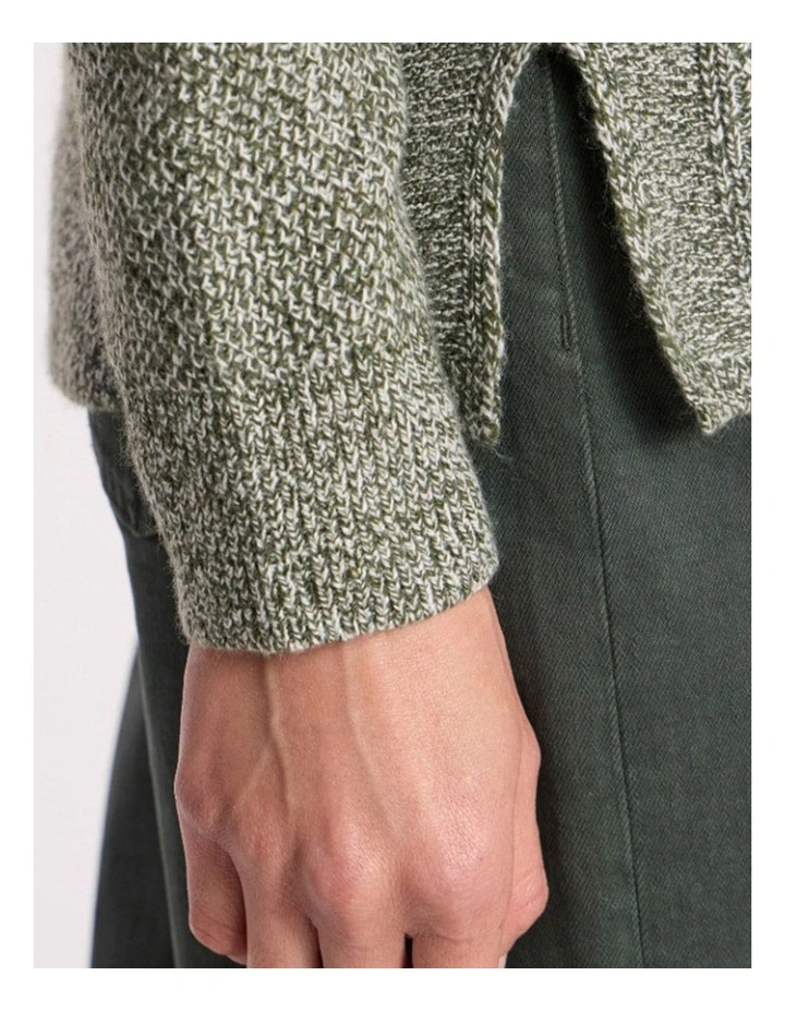 Moss Stitch Knit in Nori Green Melange image 3