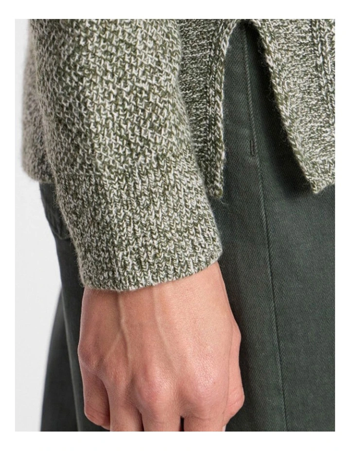 Moss Stitch Knit in Nori Green Melange image 4