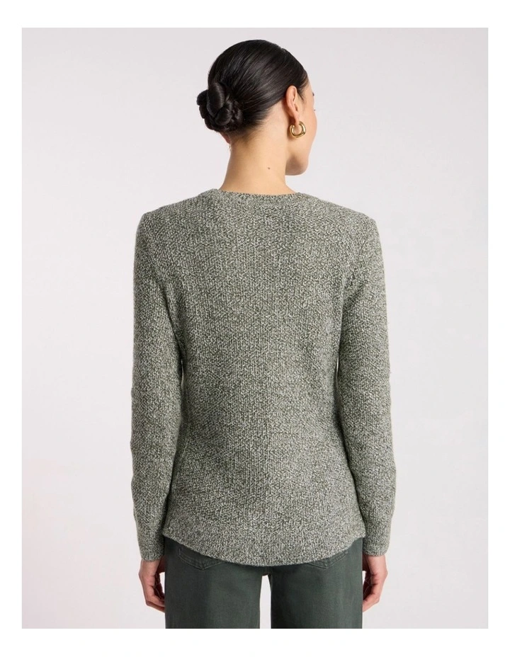 Moss Stitch Knit in Nori Green Melange image 4