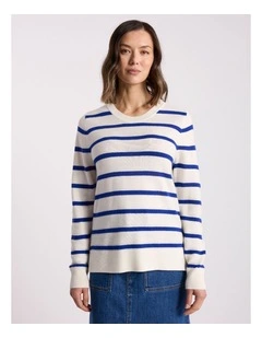 Rea Merino Stripe Knit in Cerulean Blue Stripe