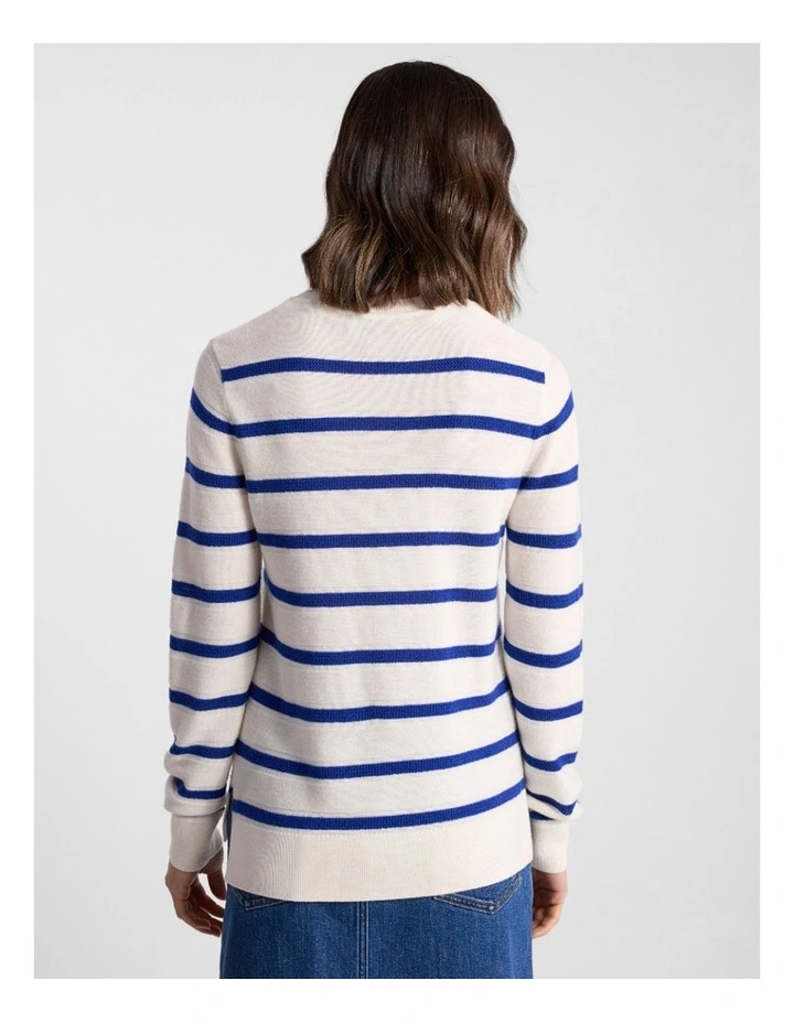 Rea Merino Stripe Knit in Cerulean Blue Stripe image 3