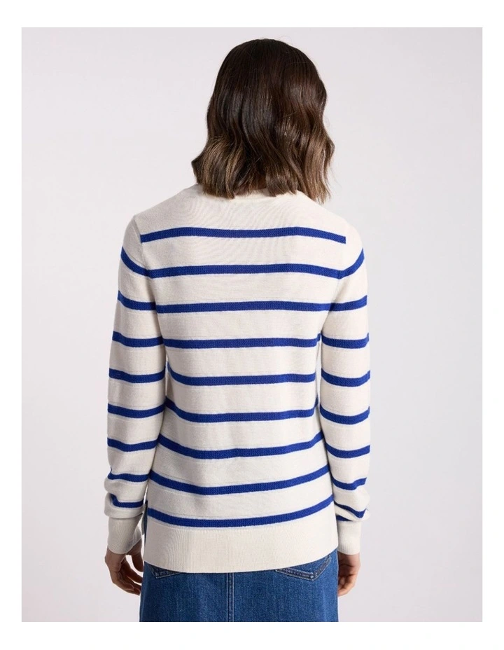 Rea Merino Stripe Knit in Cerulean Blue Stripe image 3