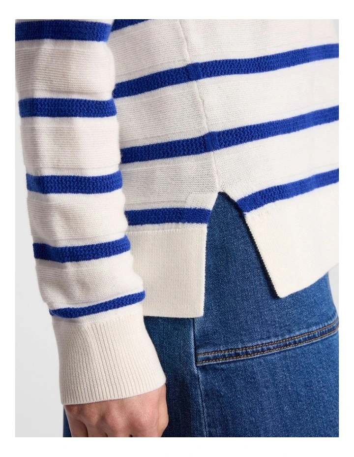 Rea Merino Stripe Knit in Cerulean Blue Stripe image 4