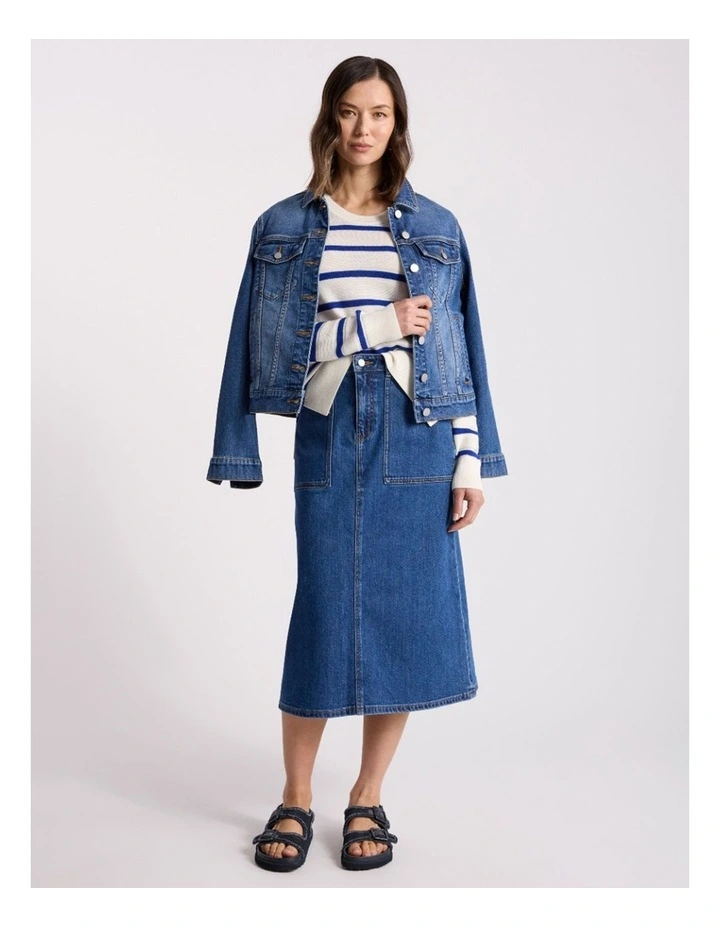 Rea Merino Stripe Knit in Cerulean Blue Stripe image 4