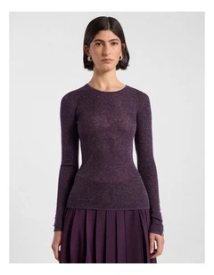 Doris Merino Knit in Eggplant Sparkle