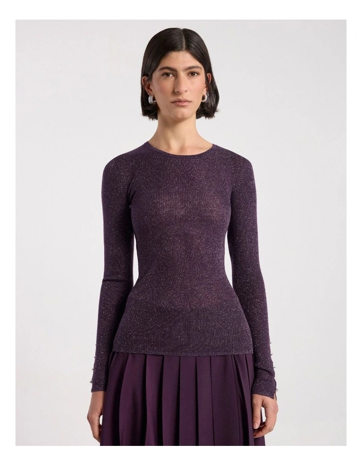 Doris Merino Knit in Eggplant Sparkle image 2