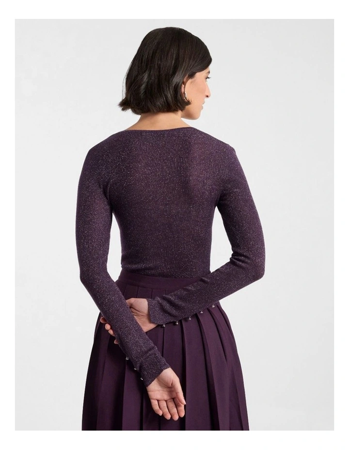 Doris Merino Knit in Eggplant Sparkle image 3
