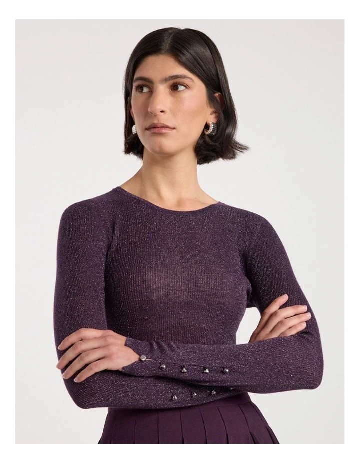 Doris Merino Knit in Eggplant Sparkle image 3