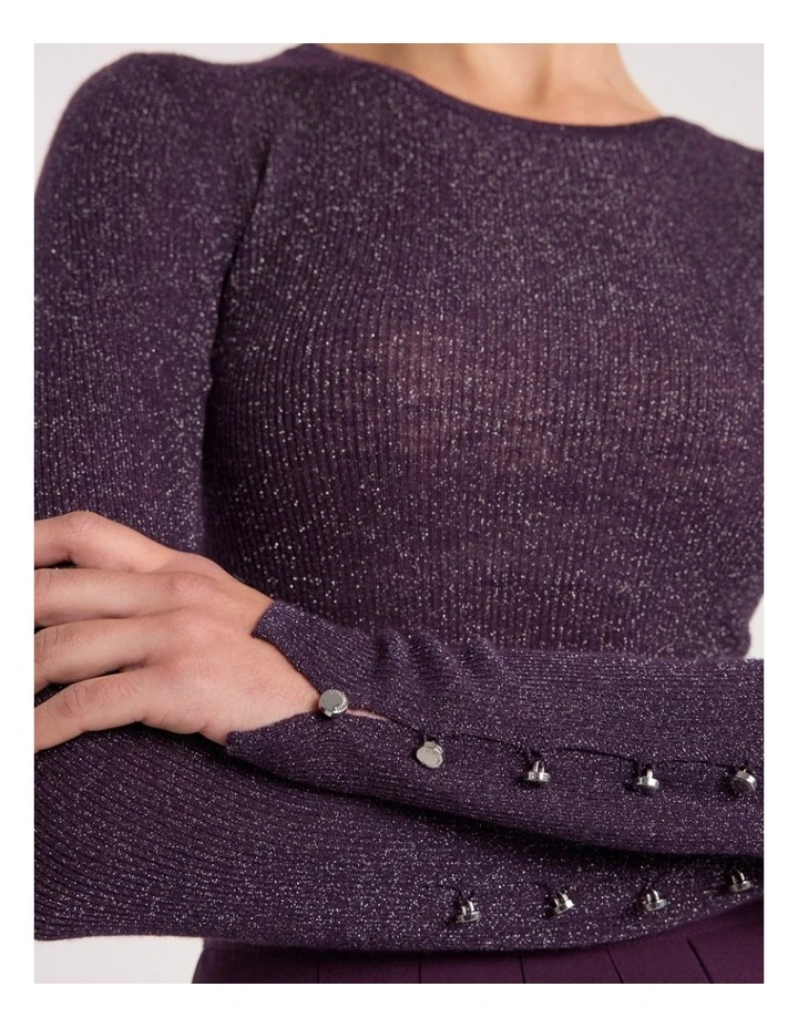Doris Merino Knit in Eggplant Sparkle image 4