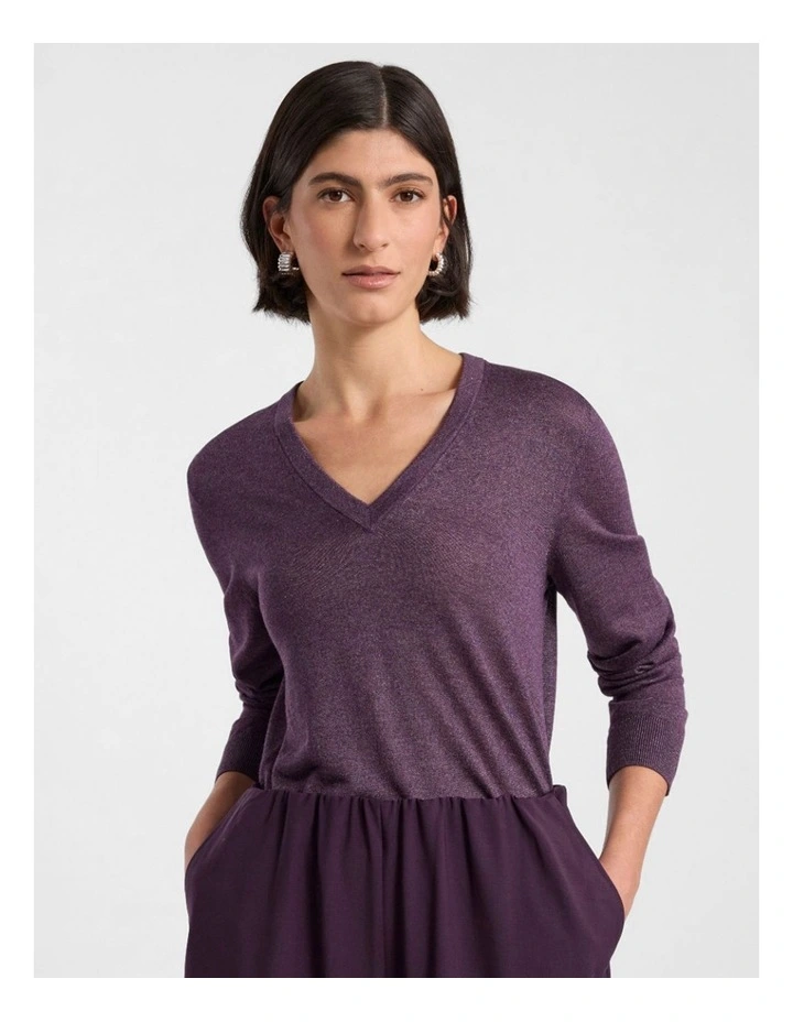 Peta Sparkle V Neck Knit in Light Eggplant image 1