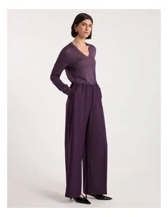 Peta Sparkle V Neck Knit in Light Eggplant