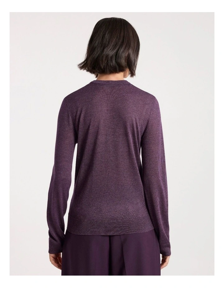Peta Sparkle V Neck Knit in Light Eggplant image 4