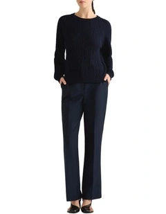 Watson Wool Cable Knit in Navy Sparkle